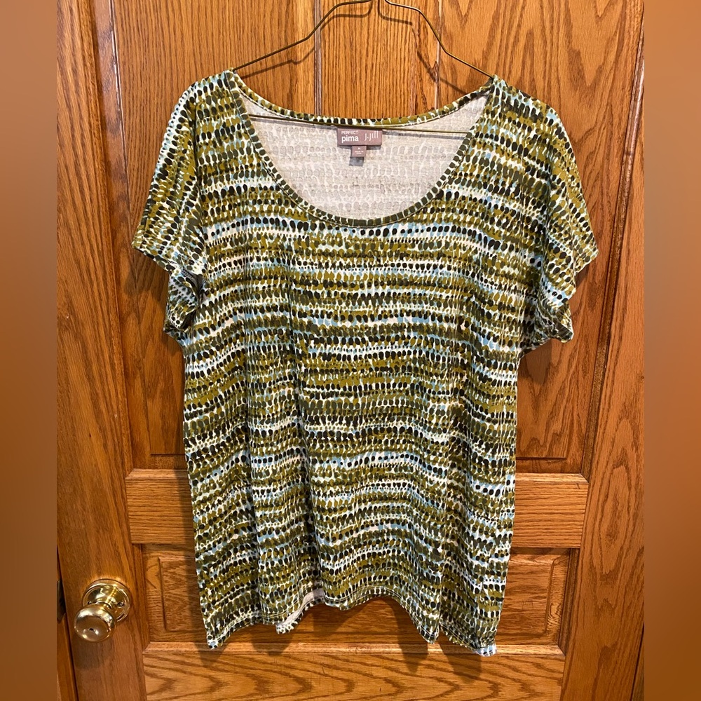 j. jill “Perfect Pima” 100% Cotton Patterned Scoop Neck Tee